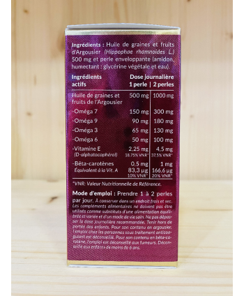 HUILE D'ARGOUSIER ESSENCE PURE - 30 PERLES VÉGÉTALES