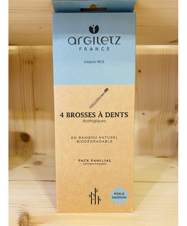 BROSSES À DENTS ÉCOLOGIQUE ARGILETZ - 4 Brosses